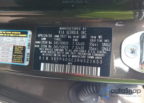 2024 Kia Telluride S из США, поврежденный, VIN 5XYP6DGC2RG521653